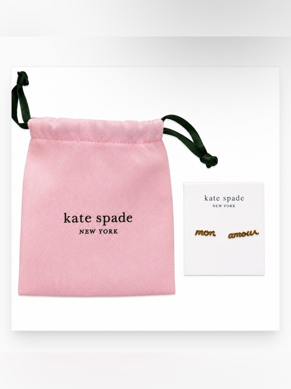 Kate Spade NWT Mon Amour True Love Gold Tone Mismatch Stud Earrings - Picture 2 of 7